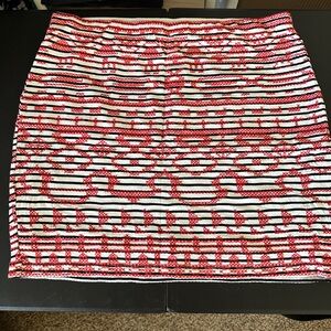 Stylish Red and White Patterned Skirt